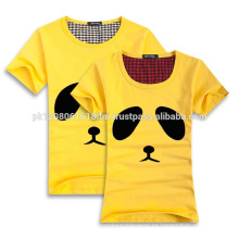 camiseta de pareja de algodón estampada de manga corta con cuello en o